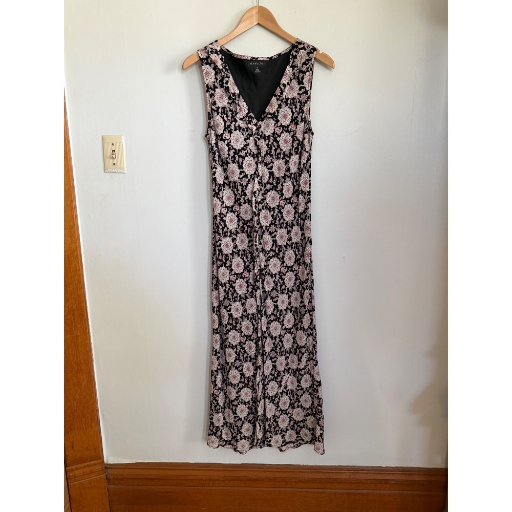 Harolds vintage 90's Floral Paisley 100% silk‎ Cottagecore ruffle dress maxi 10